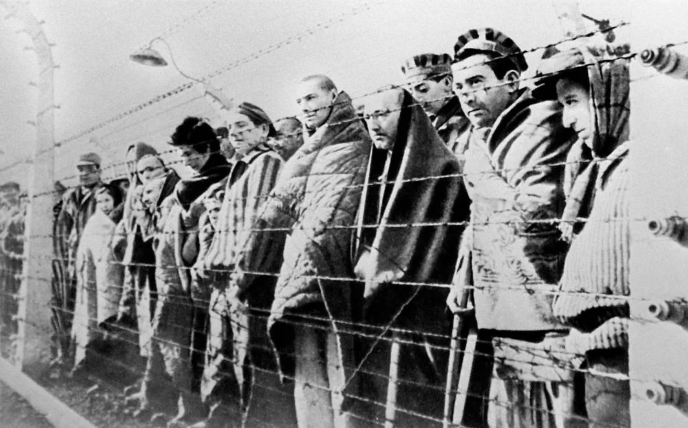 Узники фашистского концентрационного лагеря. Фото © ТАСС / Владимир Юдин
