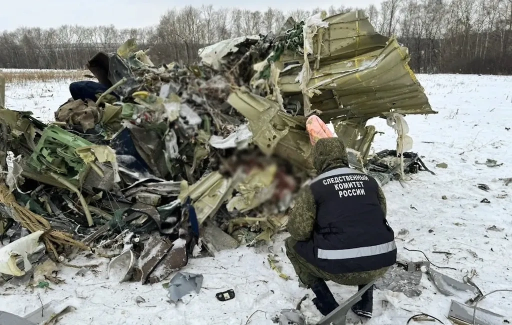 Обстановка на месте крушения самолёта Ил-76 в Белгородской области. Обложка © ТАСС 