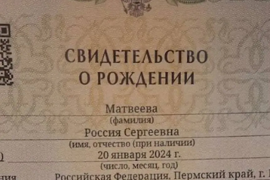 Свидетельство о рождении России Сергеевны. Обложка. © T.me / SHOT