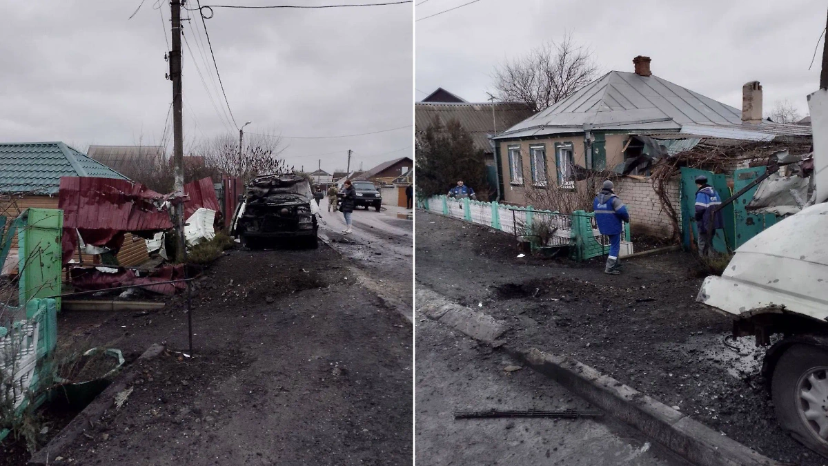 Повреждения домов в частном секторе после обстрела Белгорода 2 января. Обложка © Telegram / "Настоящий Гладков"