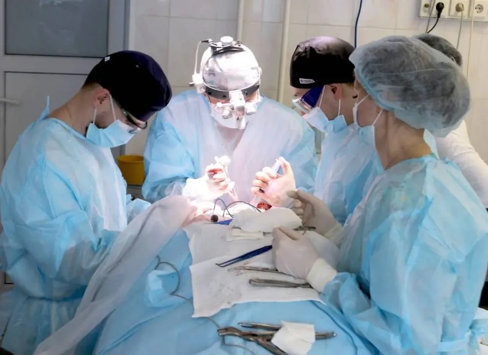 Кемеровские врачи проводят операцию пациенту, у которого выросла опухоль на лице. Обложка © Telegram / Онкологическая служба Кузбасса