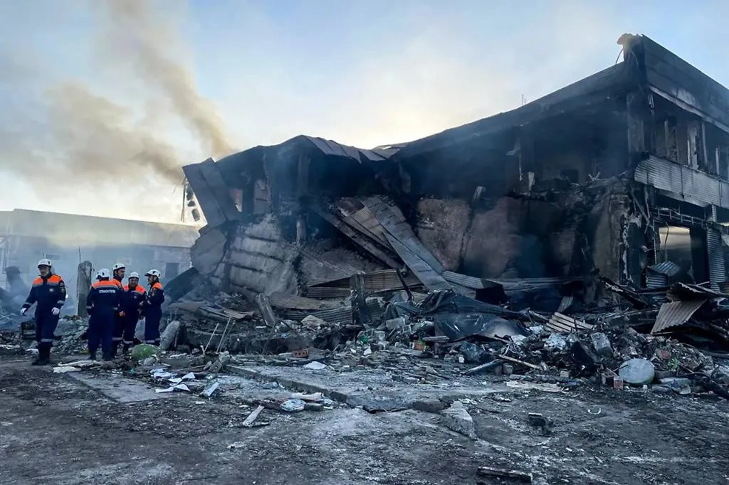 Последствия взрыва на АЗС в Махачкале. Обложка © ТАСС /Гаджибалаев Гянжеви