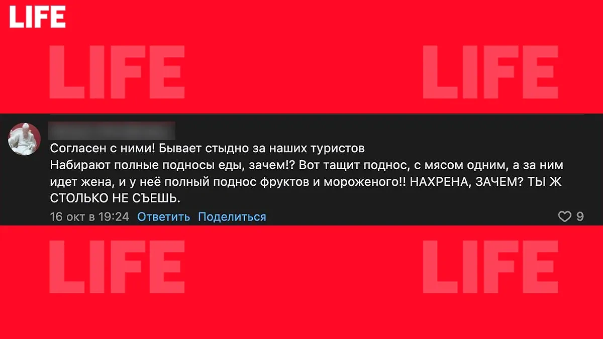 Комментатору стыдно за наглых соотечественников. Скриншот © Life.ru