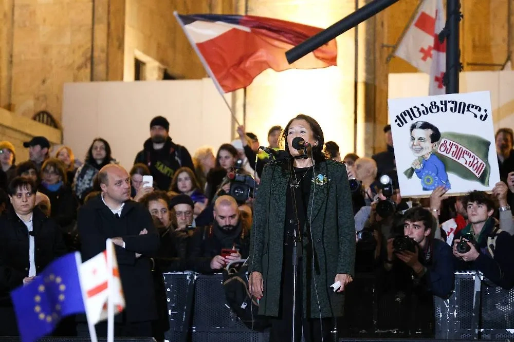 Зурабишвили на митинге оппозиции в Тбилиси. Обложка © ТАСС / Александр Патрин