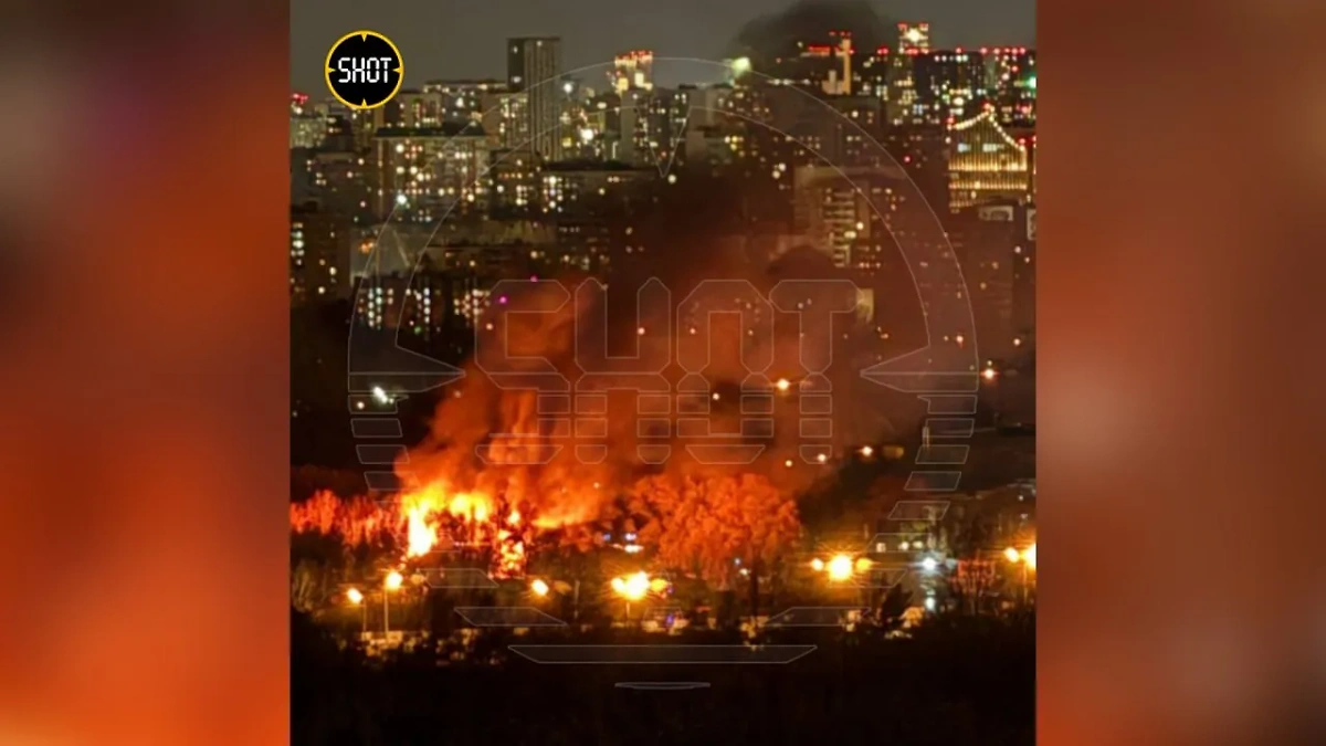 В Москве вспыхнул пожар на территории академии водных видов спорта Ушакова. Фото © SHOT