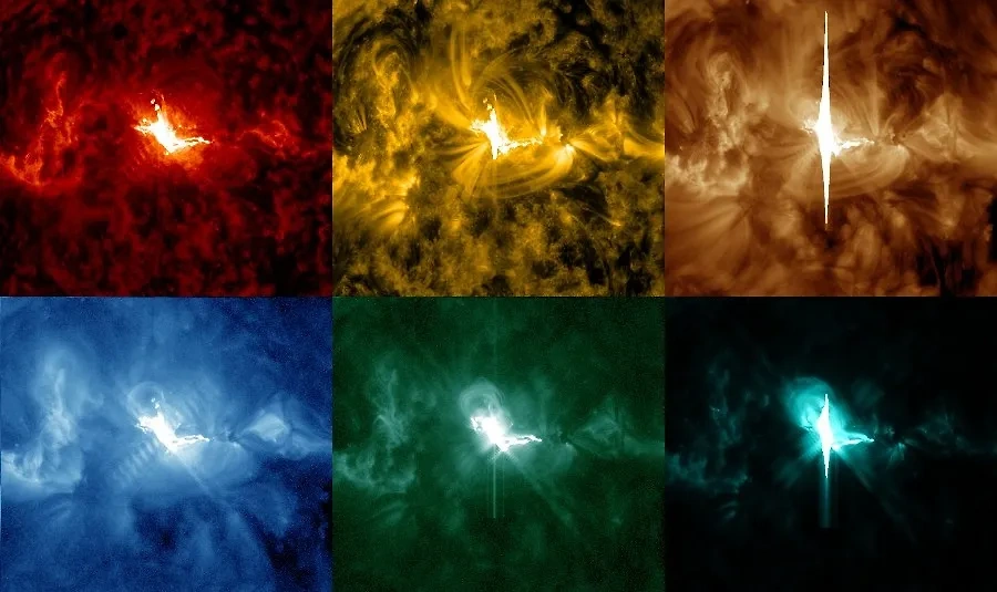 Вспышка X2.0 в активной области 3878 на севере Солнца. Фотографии из космоса. Обложка © xras.ru