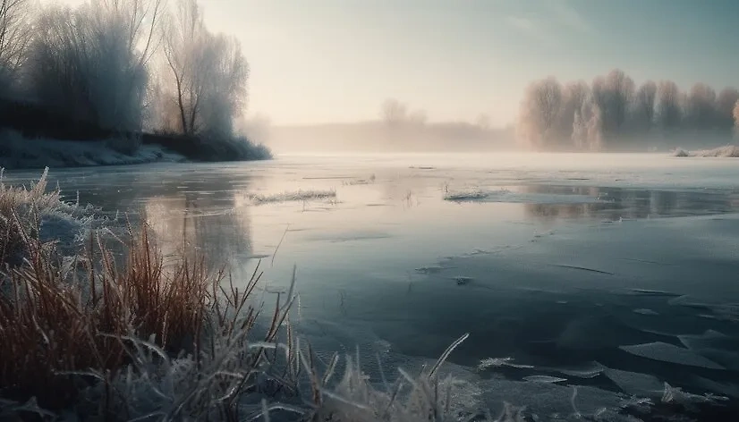 Первый лёд на водоёмах Подмосковья промерзнет только к Новому году. Обложка © freepik.com / vecstock