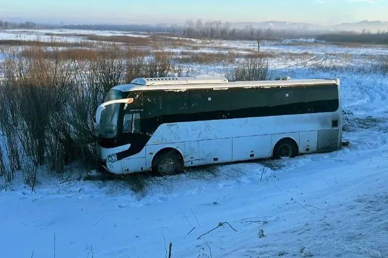 Слетевший с дороги автобус. Обложка © Telegram / Прокуратура Забайкальского края