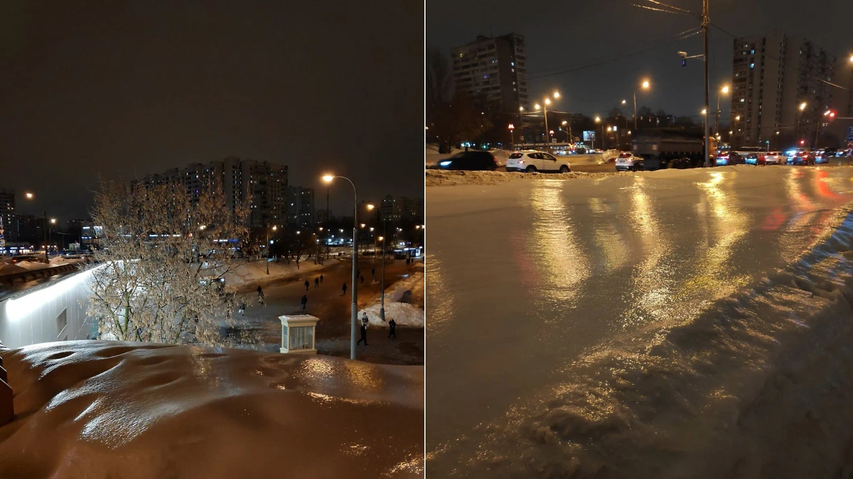 Гололёд в Москве. Обложка © VK / Нелли Козаева