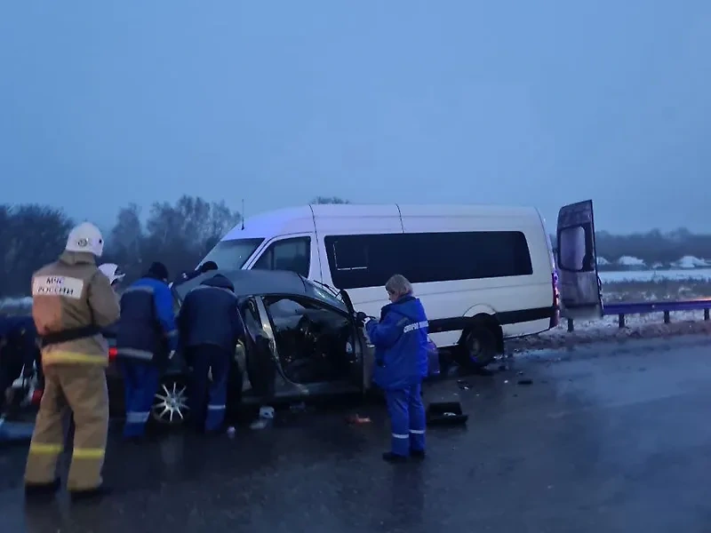 Место ДТП с маршруткой под Белгородом. Фото © УМВД России по Белгородской области