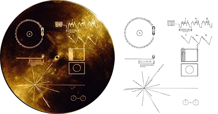 Общий вид золотой пластинки "Вояджеров". Фото © Voyager.jpl.nasa