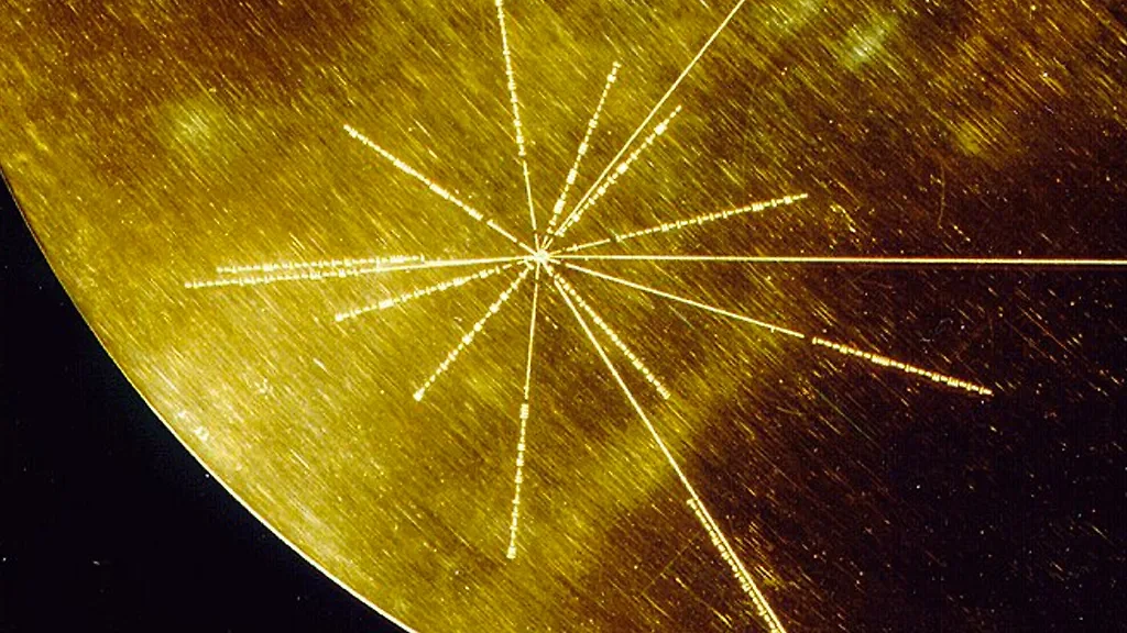 Схема расположения 14 нейтронных звёзд в окрестностях Солнца, нанесённая на золотые пластинки "Вояджеров". Фото © Voyager.jpl.nasa
