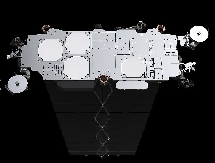 Внешний вид конструкции спутника Starlink в развёрнутом состоянии. Фото © starlink 