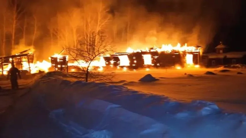 Свято-Серафимовский женский монастырь загорелся в Омской области. Обложка © t.me / Прокуратура Омской области