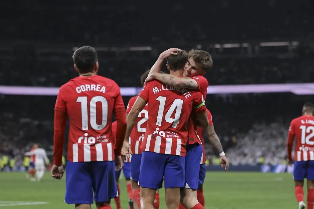 Игроки "Атлетико" — после гола в ворота "Реала". Обложка © X / Atlético de Madrid