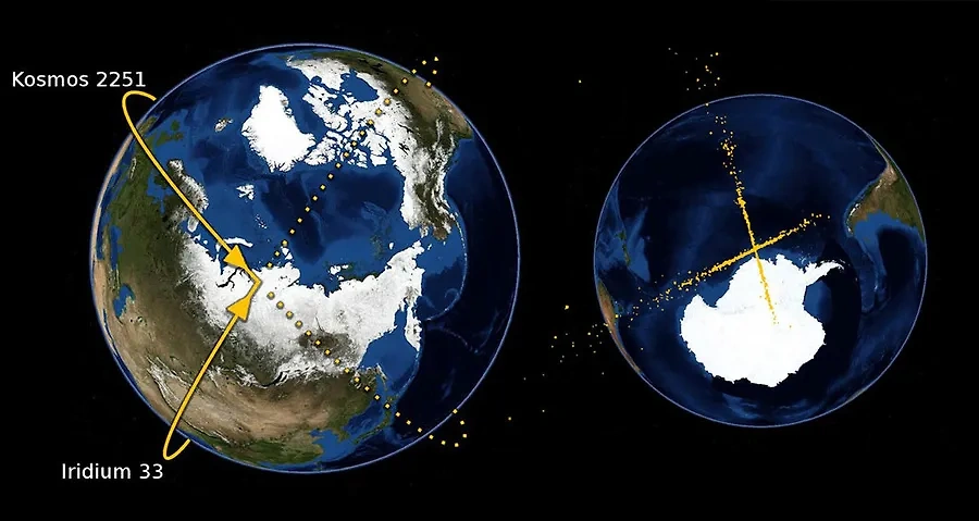 Столкновение спутников "Космос-2251" и Iridium 33: как это было. Фото © Wikipedia 