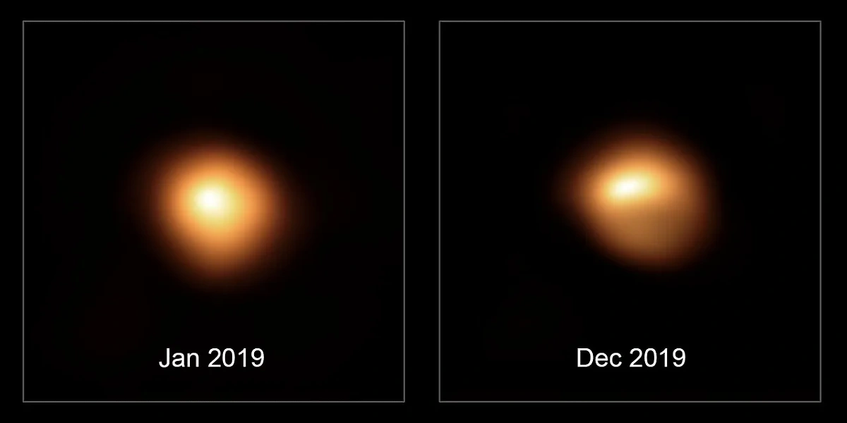 Внезапное затемнение Бетельгейзе в 2019 году. Фото © Eso.org 