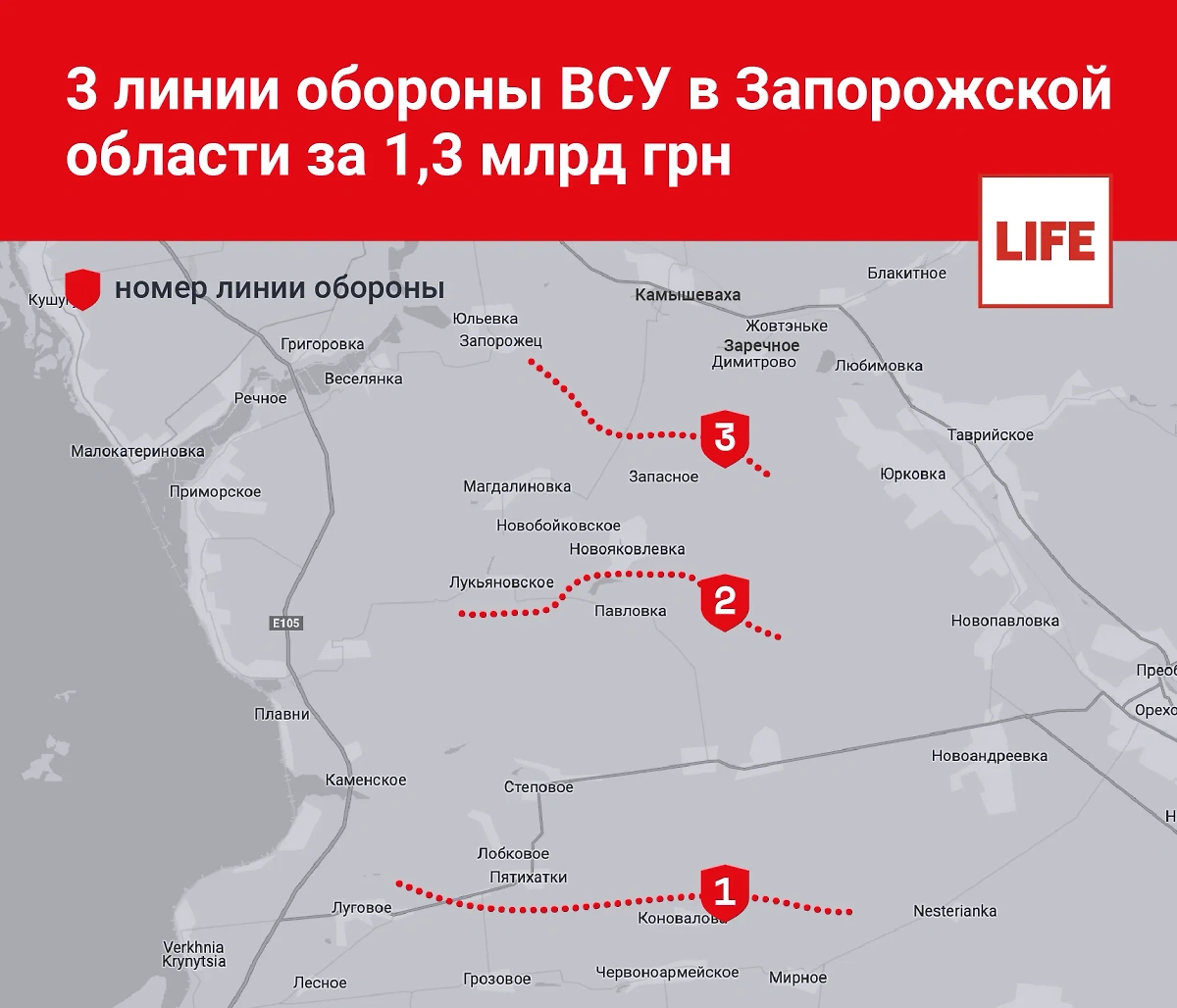 Три линии обороны ВСУ. Инфографика © Life.ru