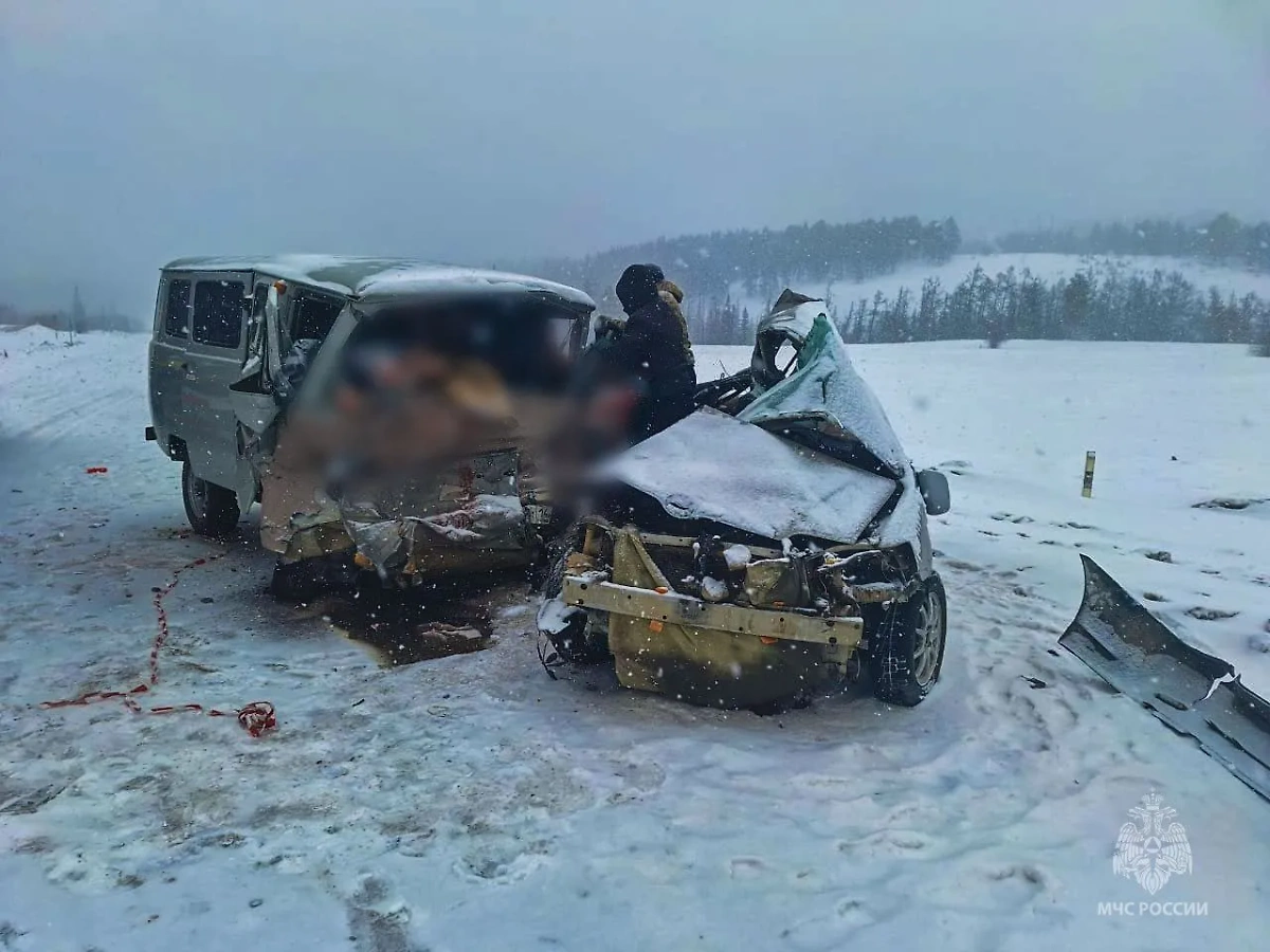 Последствия ДТП в Якутии, где погибло 4 человека. Обложка © Telegram / МЧС Республики Саха (Якутия)
