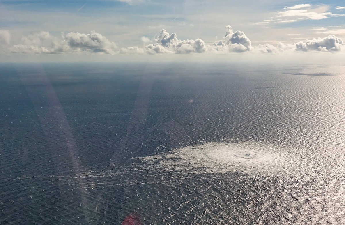 Поверхность моря на месте утечки у острова Борнхольм после подрыва "Северных потоков". Обложка © ТАСС / ABACA