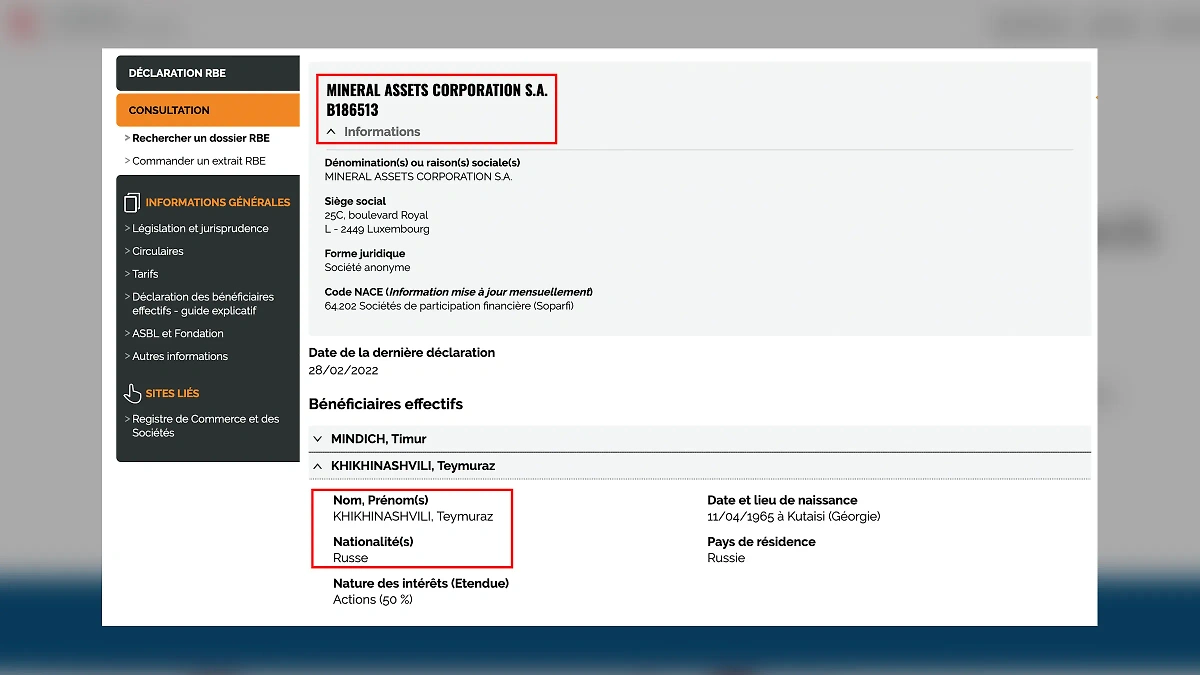 В люксембургских бизнес-базах видим текущих собственников, их два: Хихинашвили и Миндич. Фото © lbr.lu