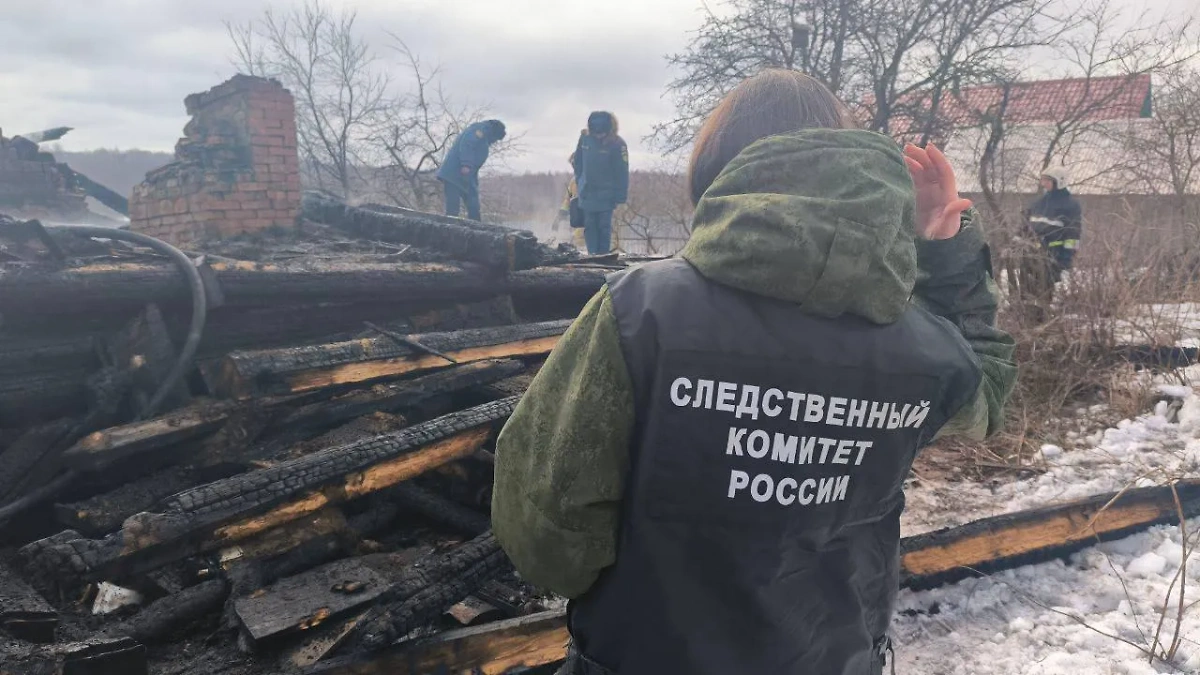 Кадр с места пожара, где погибли три человека. Обложка © Telegram / СУ СКР по Новгородской области