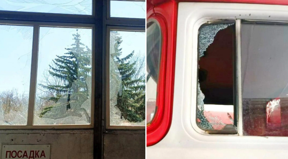 Пожарная часть подверглась атаке с БПЛА. Фото © Пресс-служба МЧС