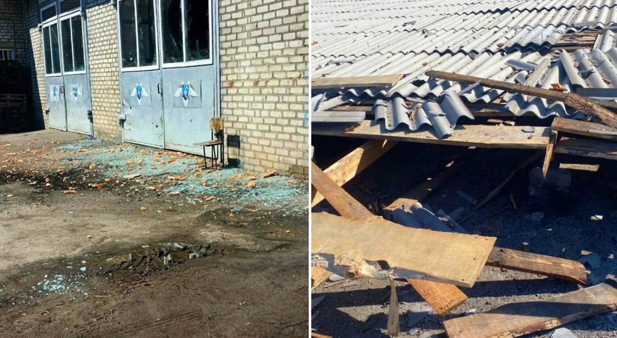 Пожарная часть подверглась атаке с БПЛА. Фото © Пресс-служба МЧС