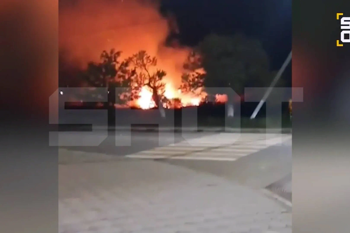 Пожар в районе Тамани. Обложка © Telegram / SHOT 
