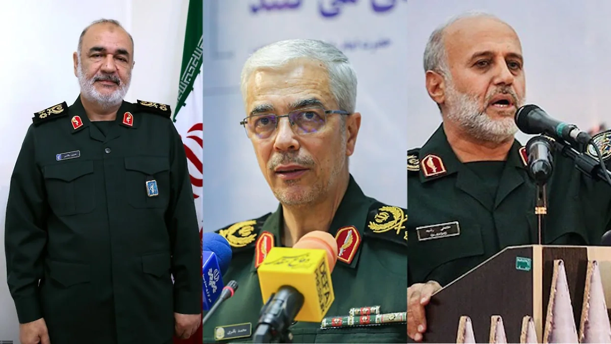 Хоссейн Салами, Мохаммад Багери, Голам Али Рашид. Обложка © wikipedia / khamenei.ir / wikipedia / Fars Media Corporation / wikipedia