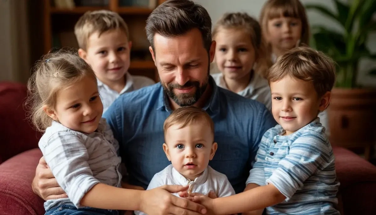 Отец с детьми. Обложка © Life.ru / Шедеврум