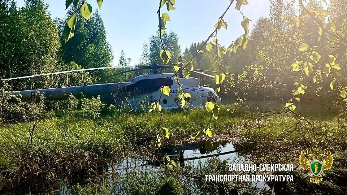 Совершивший вынужденную посадку МИ-8Т. Обложка © Telegram / Западно-Сибирская транспортная прокуратура