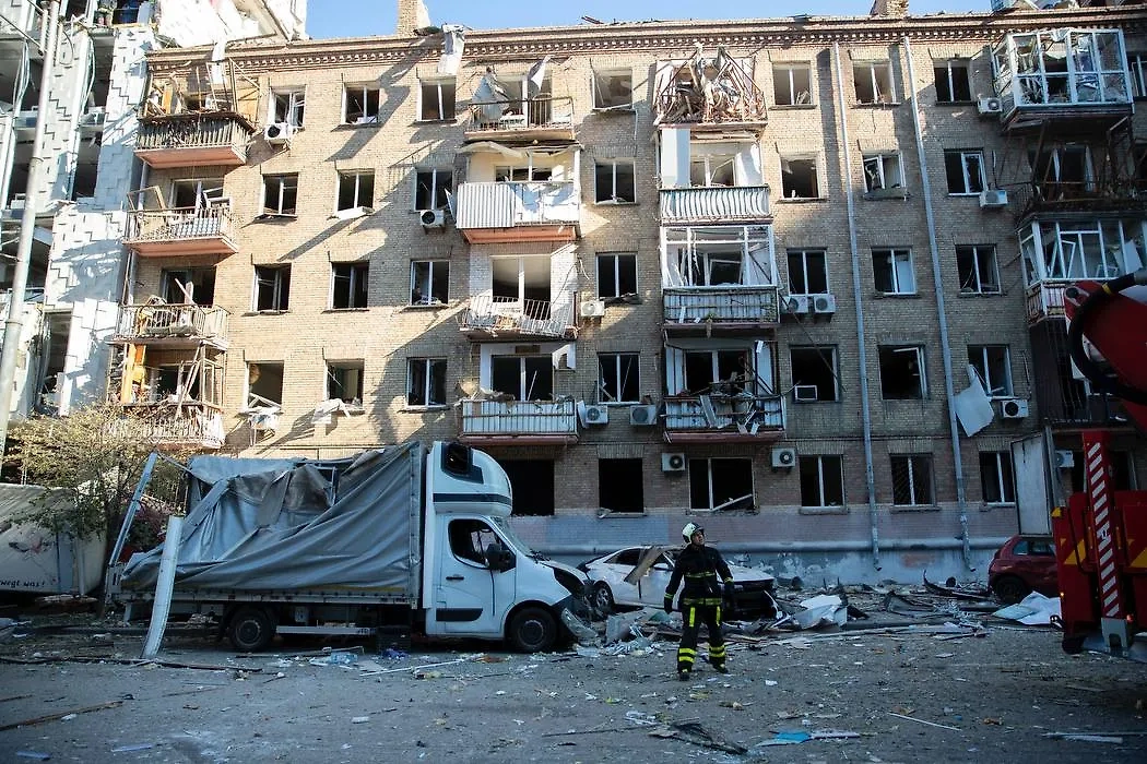 Кличко на фоне домов в Киеве. Фото ©  Социальные сети Виталия Кличко