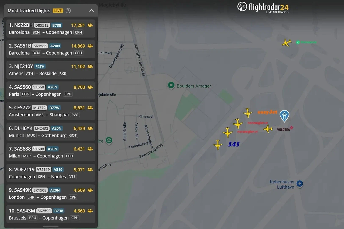 Отменённые рейсы. Фото © X / FlightRadar24