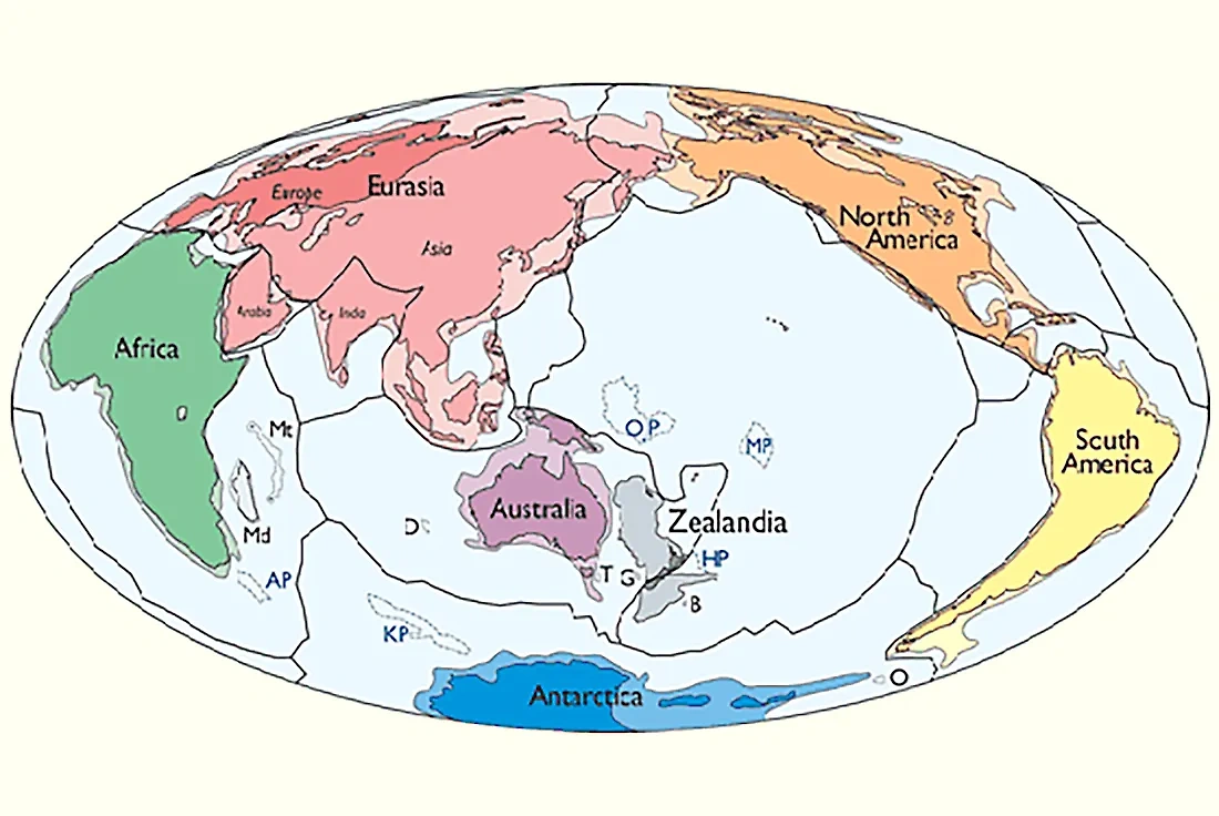 Предполагаемый скрытый континент Зеландия (выделен серым цветом). Фото © The Geological Society of America, Inc.