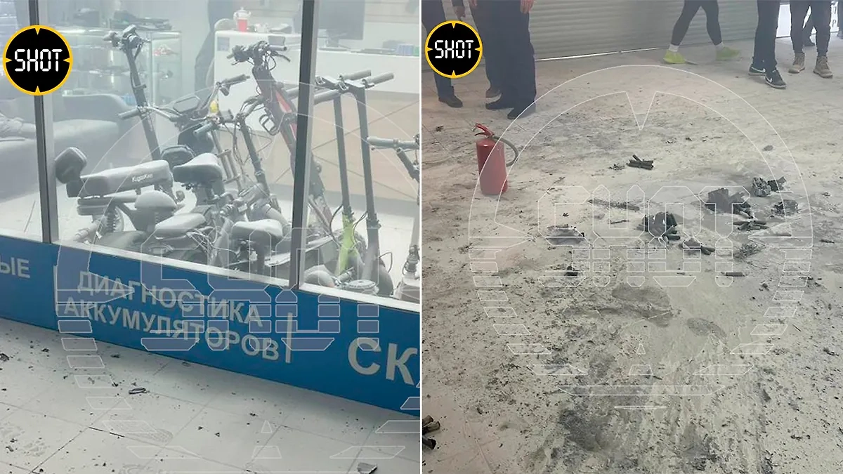 Место взрыва гироскутера на Митинском радиорынке. Фото © t.me / SHOT