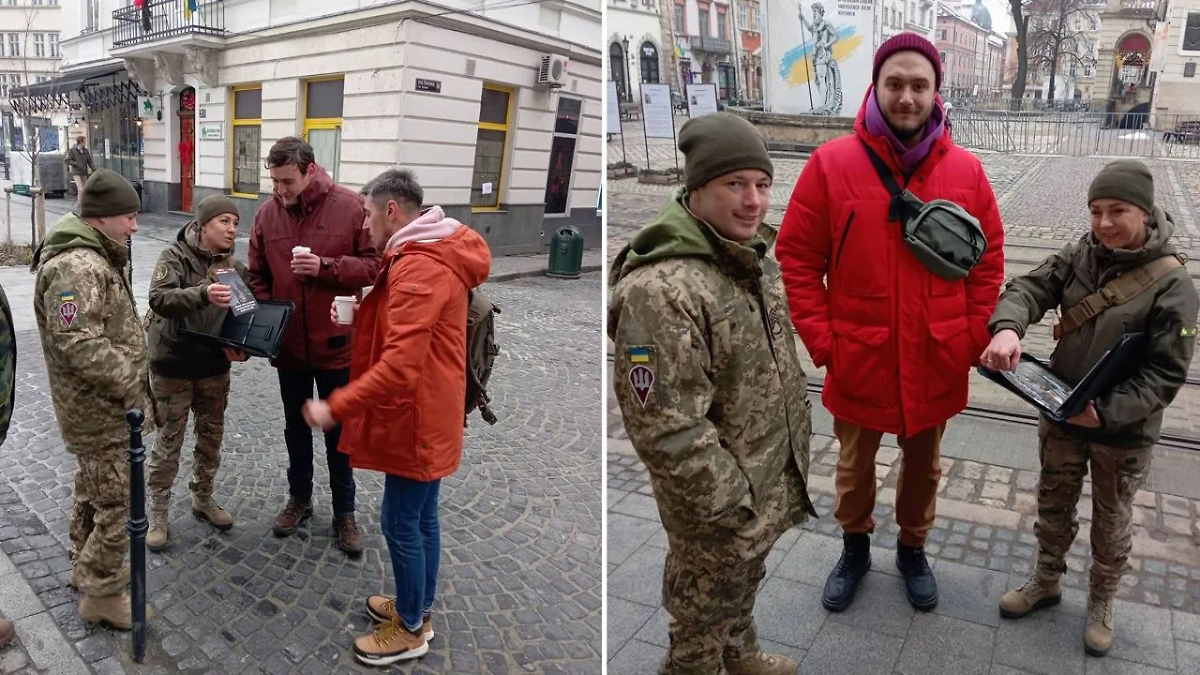 "Мягкая мобилизация" на улицах Львова. Фото © Telegram / Львівський обласний ТЦК та СП