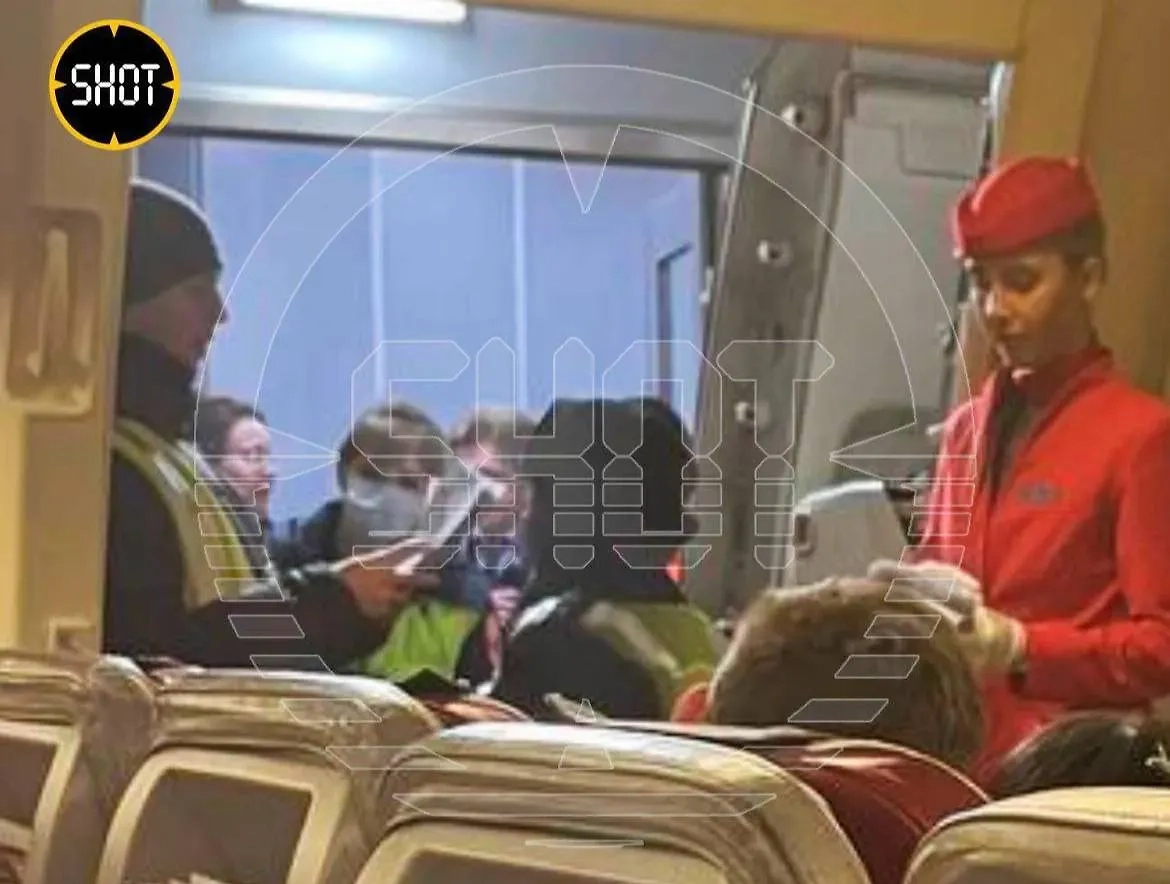 Пассажира передали медикам в аэропорту Москвы. Фото © t.me / SHOT