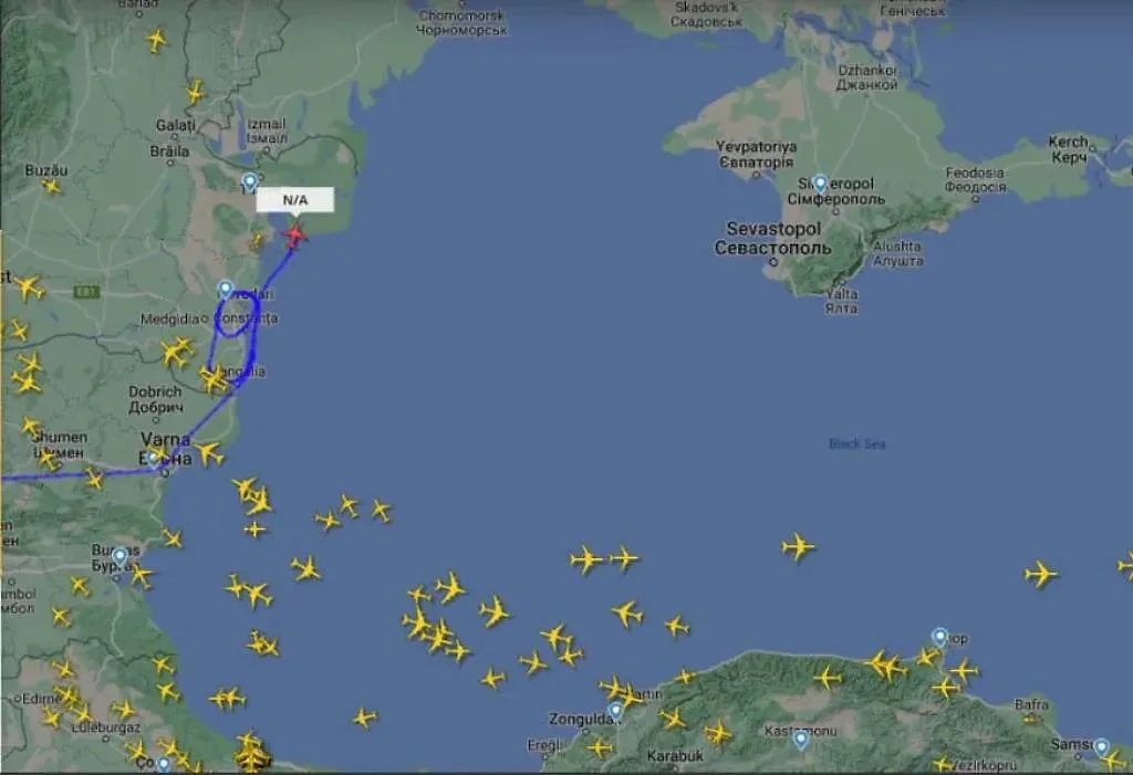 Маршрут американского самолёта-разведчика Boeing P-8 Poseidon. Фото © Telegram / SHOT