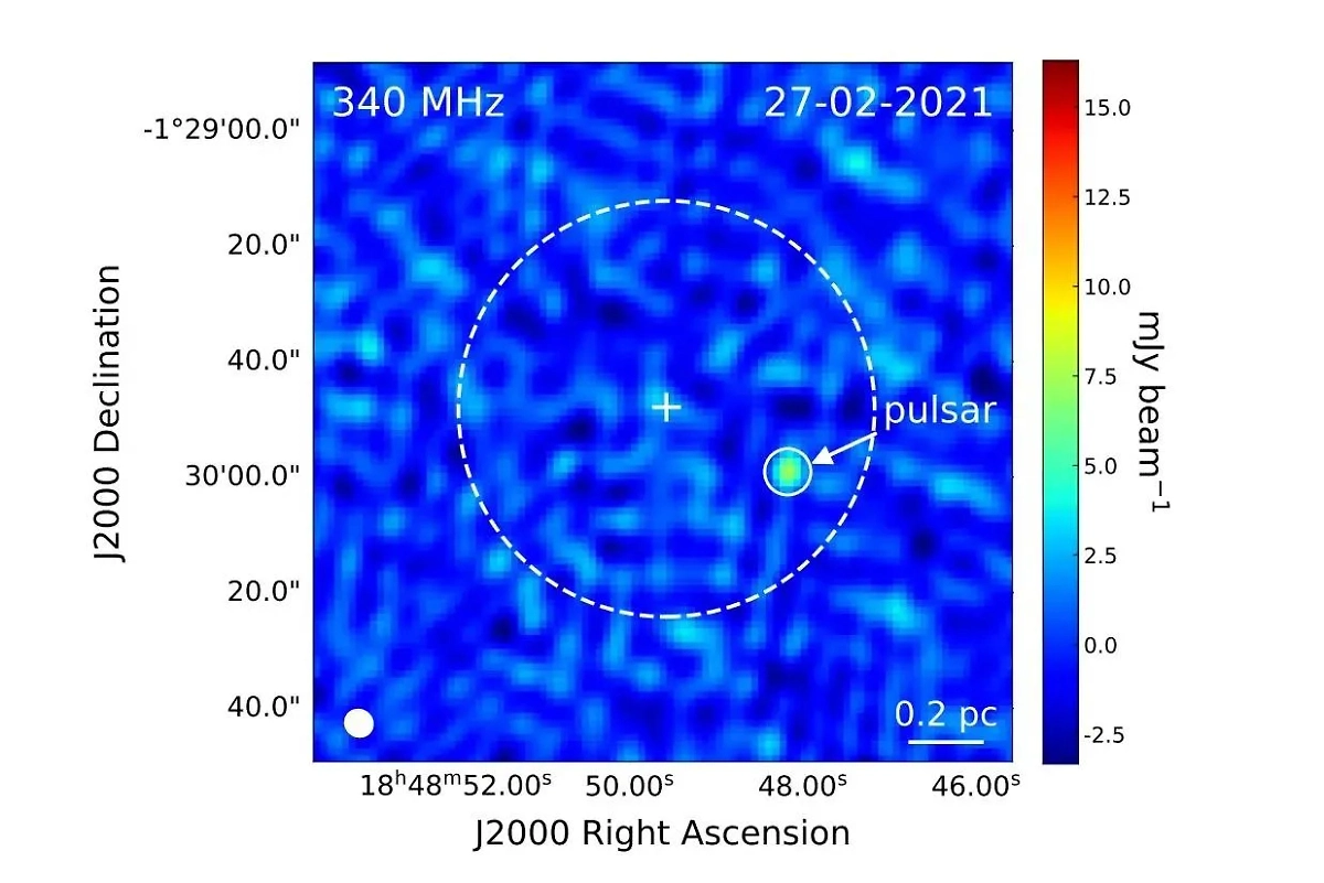 Первое изображение пульсара, полученное 27 февраля 2021 года. Фото © arXiv