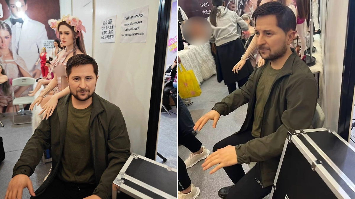 Резиновая кукла для секса с лицом Владимира Зеленского. Фото © X / BPartisans / Weibo