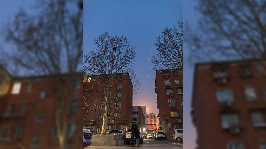 Сгорающий в атмосфере космический модуль "Тяньгун-1" в небе над Пекином 2 апреля 2018 года. Фото © Wikipedia / Steed Yu