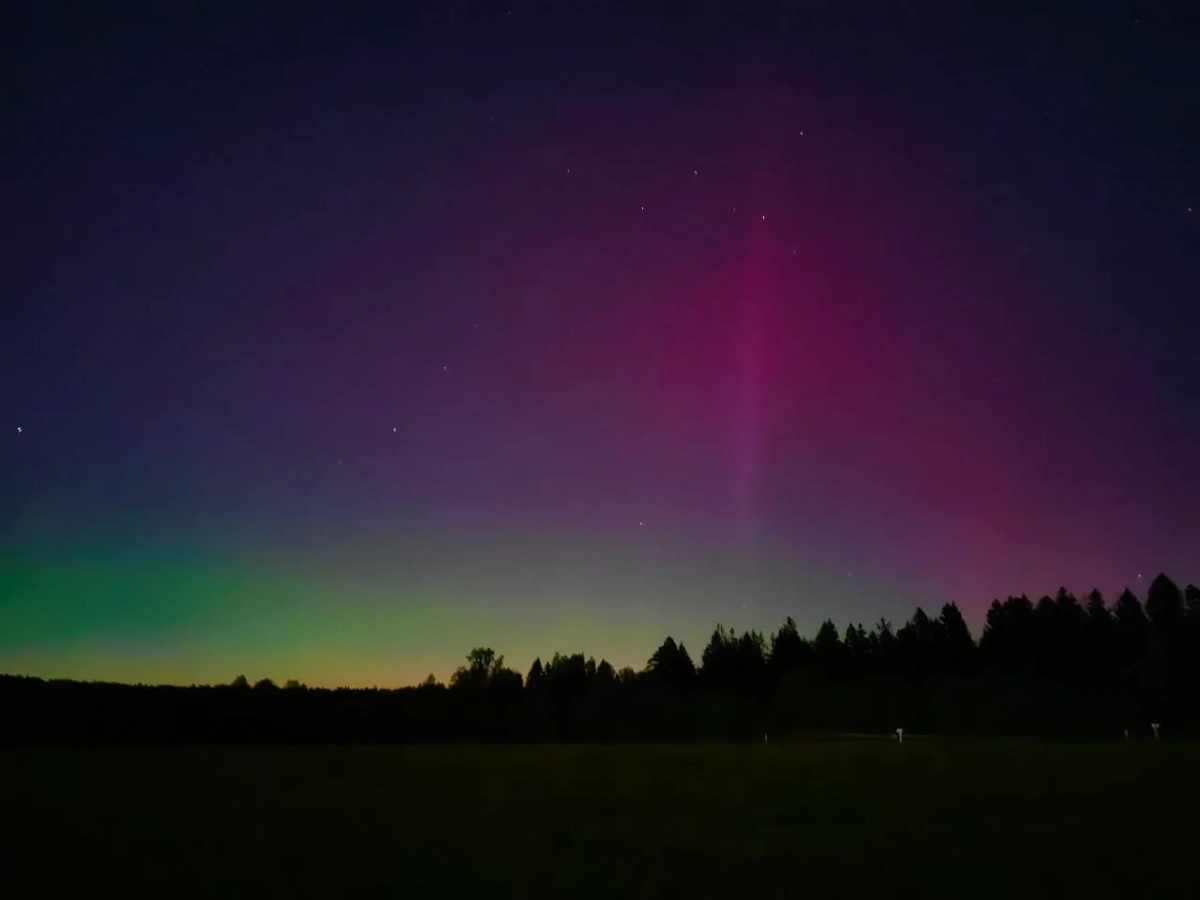 Северное сияние в небе над Московской областью. Фото © Telegram / АстроФотоБолото: Атмосферное / Юлиан