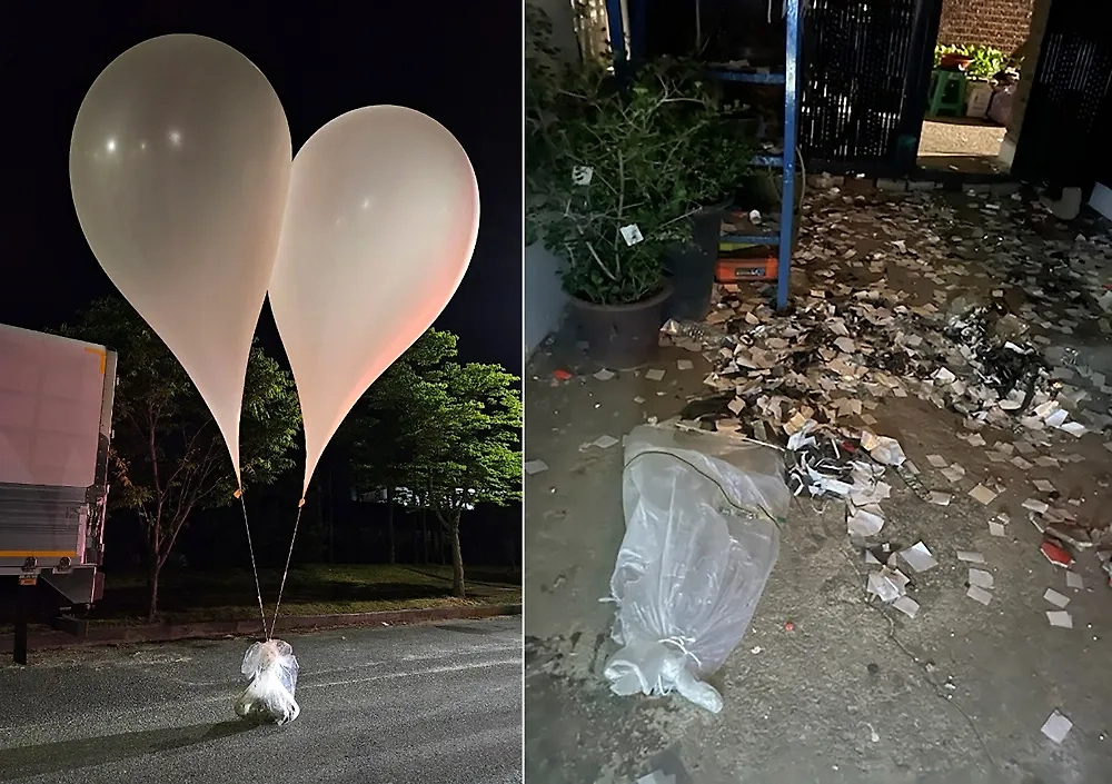 КНДР отправила 150 воздушных шаров с навозом в Южную Корею. Фото © ТАСС / АР