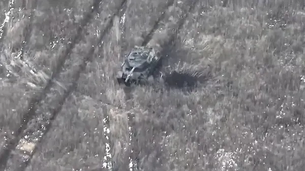 Подбитый на Украине танк Leopard. Обложка © Х / WarVehicleTracker