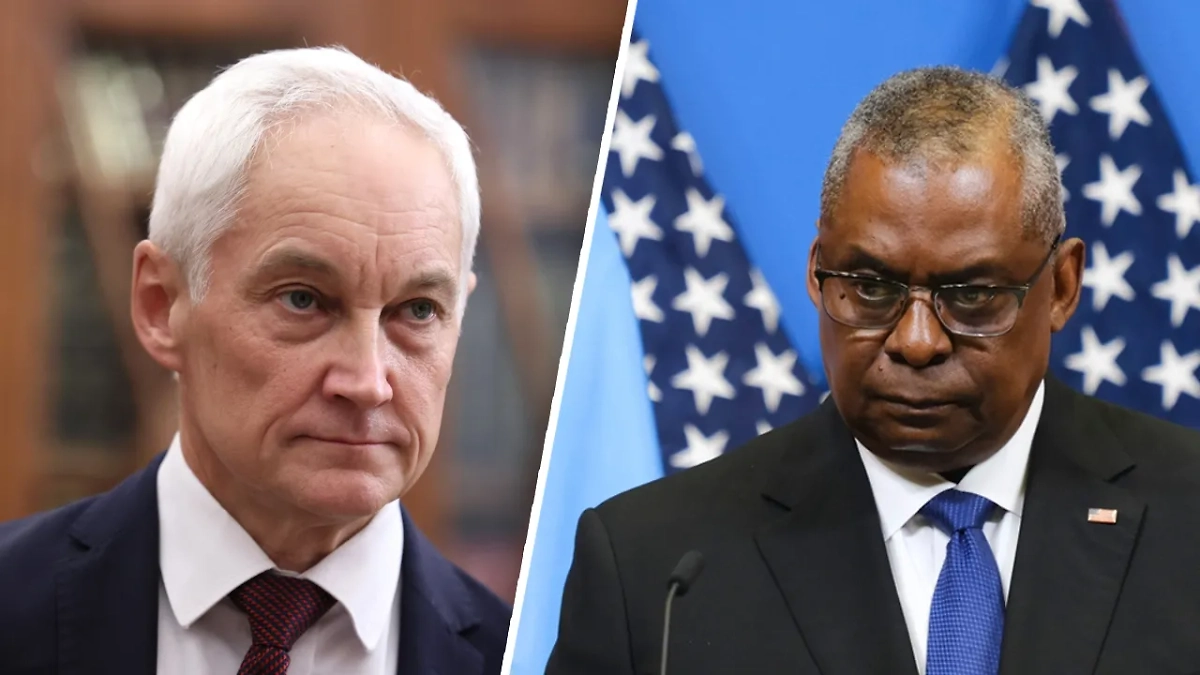 Министр обороны России Андрей Белоусов и шеф Пентагона Ллойд Остин. Обложка © Коллаж Life.ru / kremlin.ru / Shutterstock / FOTODOM / Alexandros Michailidis