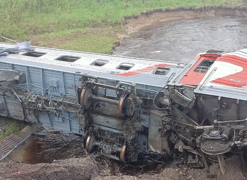 Место схода пассажирского поезда № 511 Воркута – Новороссийск. Фото © Северо-Западная транспортная прокуратура