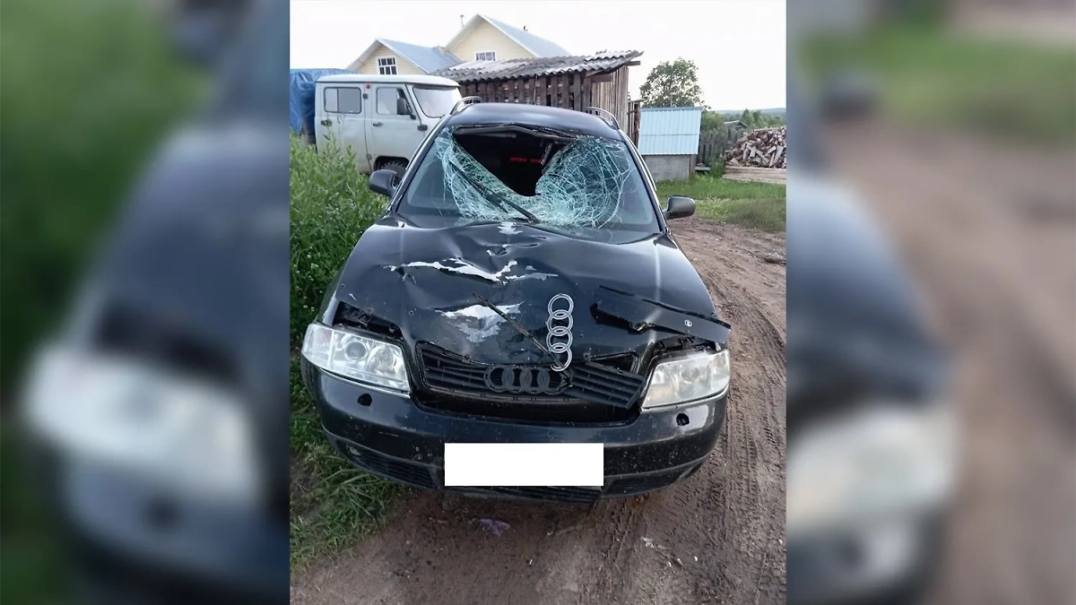 Машина виновника ДТП после аварии. Фото © Telegram / Новости Кирова — Pro Город