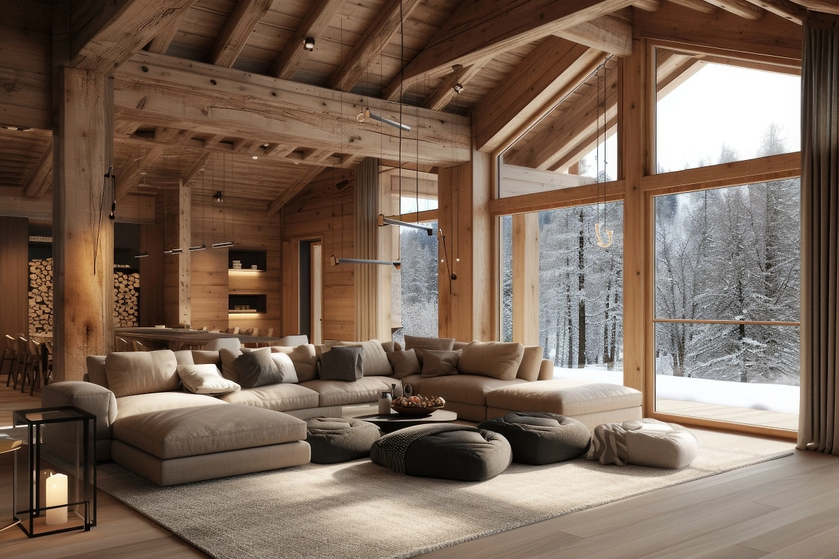 Двускатная крыша, вместо декора балки и перекрытия — именно так выглядит шале. Фото © Freepik.com