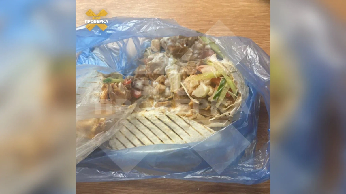 Мясо в лаваше, которое ели мигранты. Видео © SHOT ПРОВЕРКА